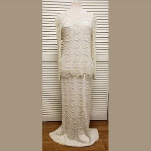 SOLD!Vintage Laurence Kazar Beaded Wedding Dress.L